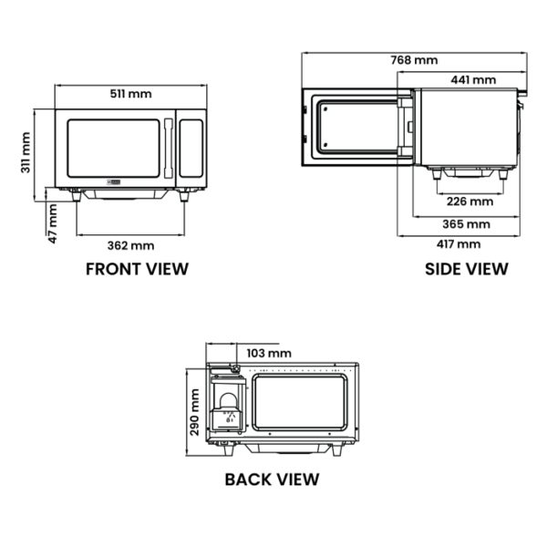 25 Ltr 220V-60Hz Microwave Oven MAXX-COMW25VI 220V For Marine - Image 3