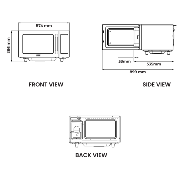 34 Ltr 220V-60Hz Microwave Oven MAXX-COMW34VI 220V For Marine - Image 3