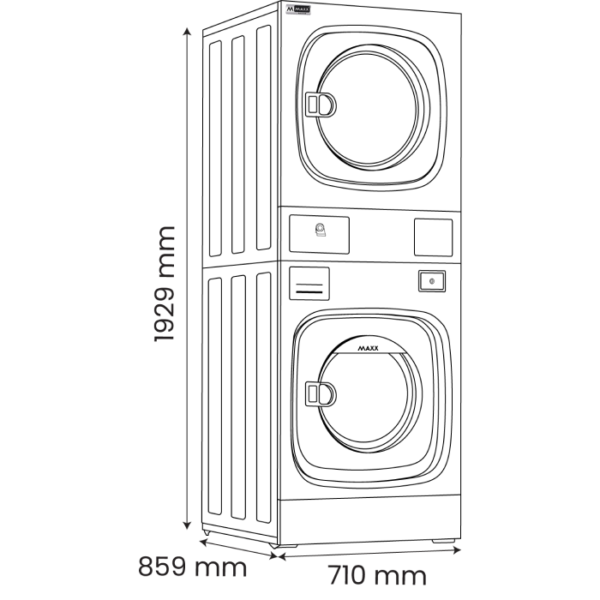 10/10 kg 220V-50Hz Stacked Laundry Center MAXX– COMSL10OA 220V for Marine - Image 3