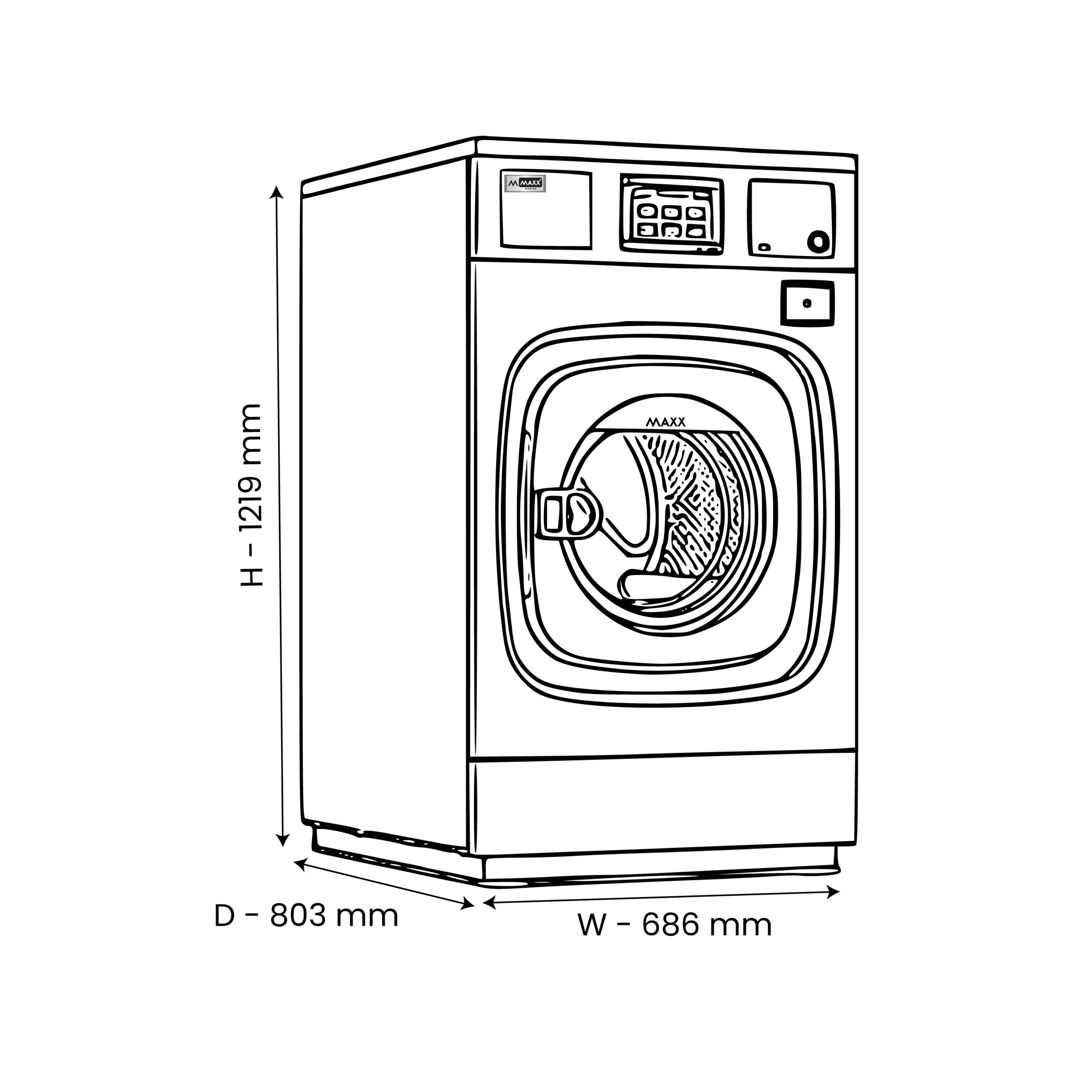 Máquina de Lavar Roupa de Abertura Frontal 10 kg, 440 V – 60 Hz – MAXX-COMW10OA, para Uso Marítimo - Image 4
