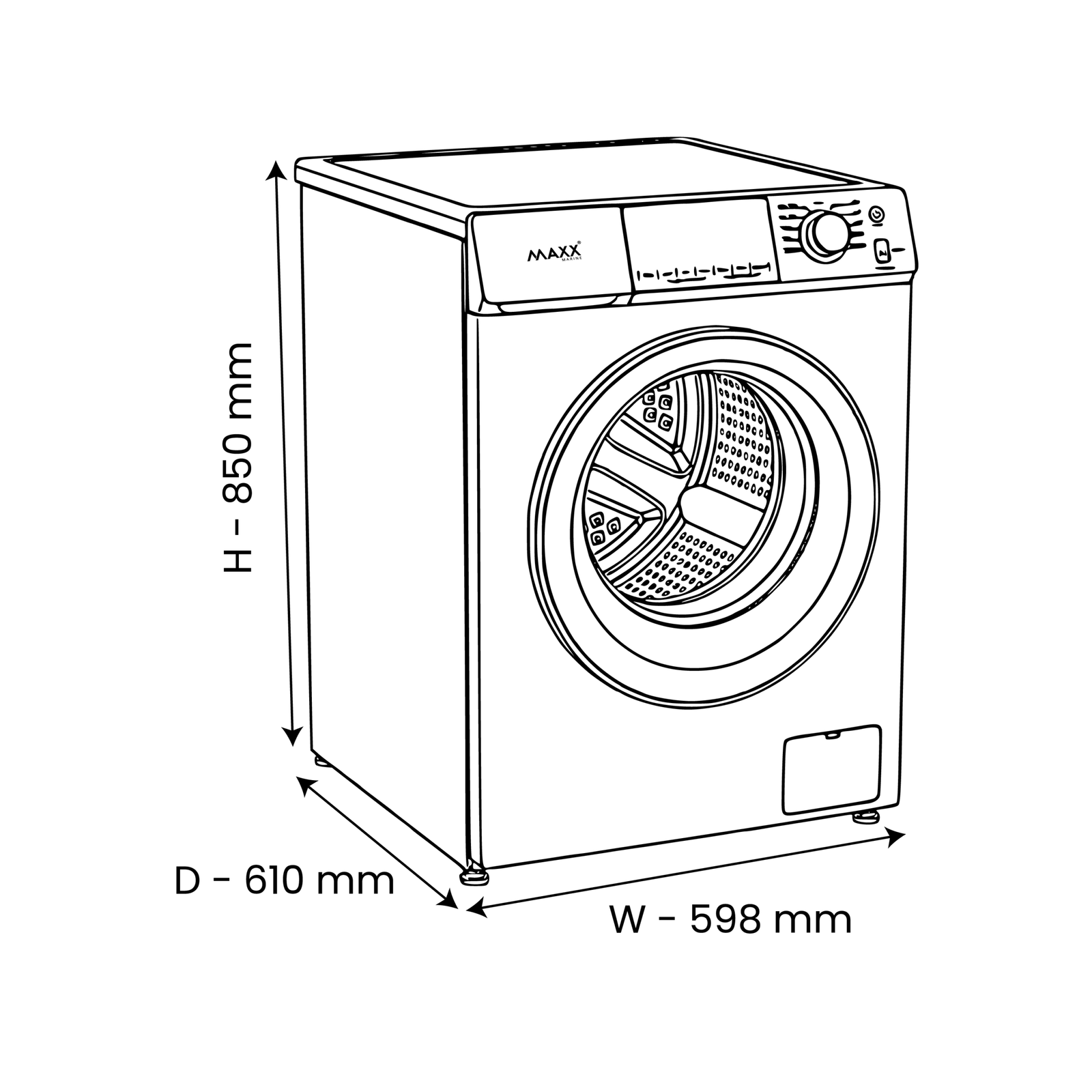 Mesin Cuci FL (Front Load) 13 Kg 220V-50/60Hz MAXX-FLW13DTWE 220CE untuk Kapal - Gambar 5