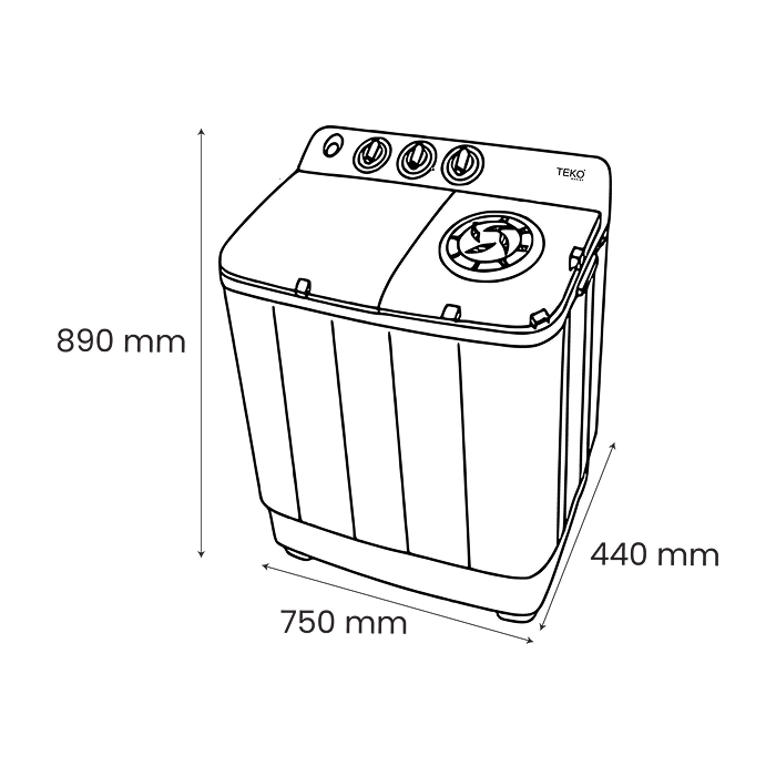 Lavatrice Semi-Automatica 7,5 Kg 220V-50/60Hz TEKO-TTWM8FE 220V per Uso Marino - immagine 3