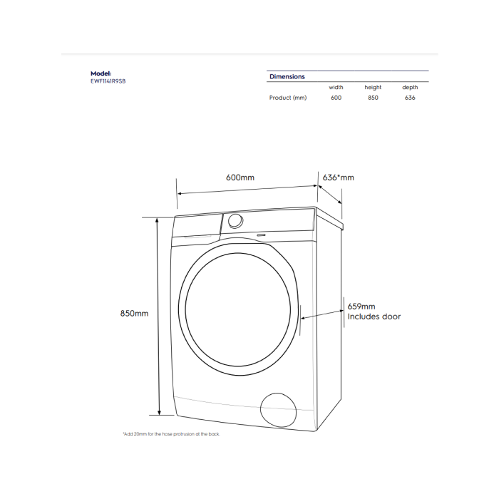 11 kg 220V-60Hz Mesin Basuh Muatan Depan Electrolux EWF1141R9SB 60Hz untuk kegunaan marin - Image 5