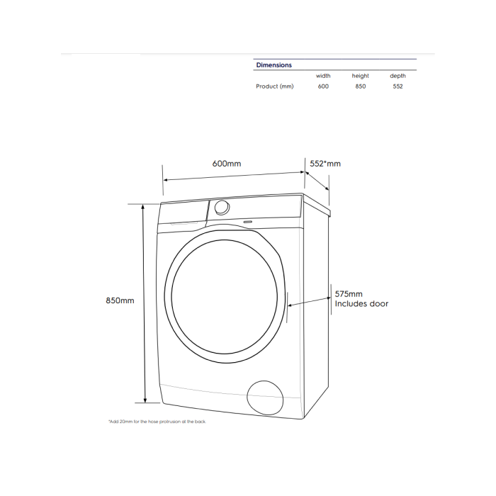 Mesin Cuci FL (Front Load) 7 kg 220V-60Hz Electrolux EWF7024D3WB 60Hz untuk Kapal - Gambar 4