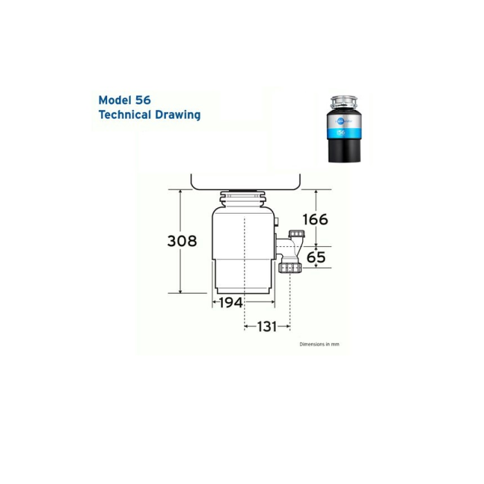 Pelupus Sisa 220V Insinkerator Model 56 untuk kegunaan marin - Image 2