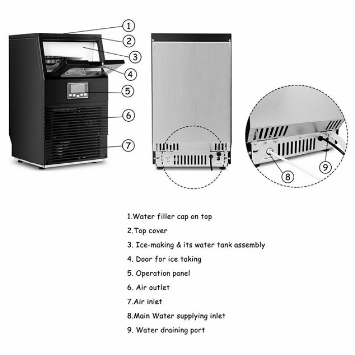 38 Kg 110V-60Hz Mesin Pembuat Ais Kiub MAXX-ICM38 110 untuk kegunaan marin - Image 3