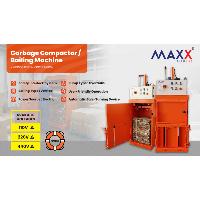 4 Ton 220V-60Hz Mesin Pemampat Sampah MAXX-GC4TJE 220V untuk kegunaan marin - Image 4