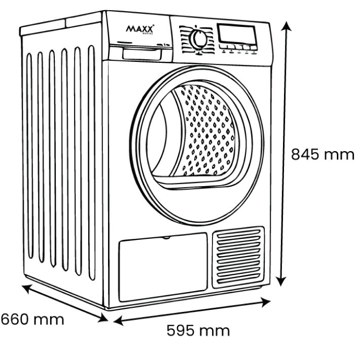 11 Kg 220V-60Hz Pengering Pam Haba MAXX-DRHP11XI 220V untuk kegunaan marin - Image 2