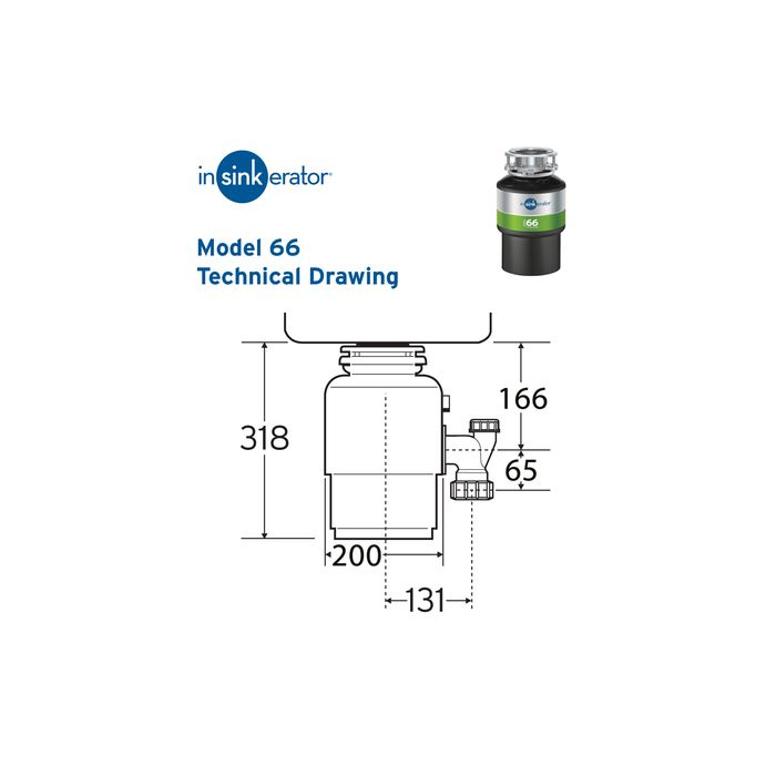 Penghancur Limbah (Waste Disposer) 220V Insinkerator Model 66 untuk Kapal - Gambar 2